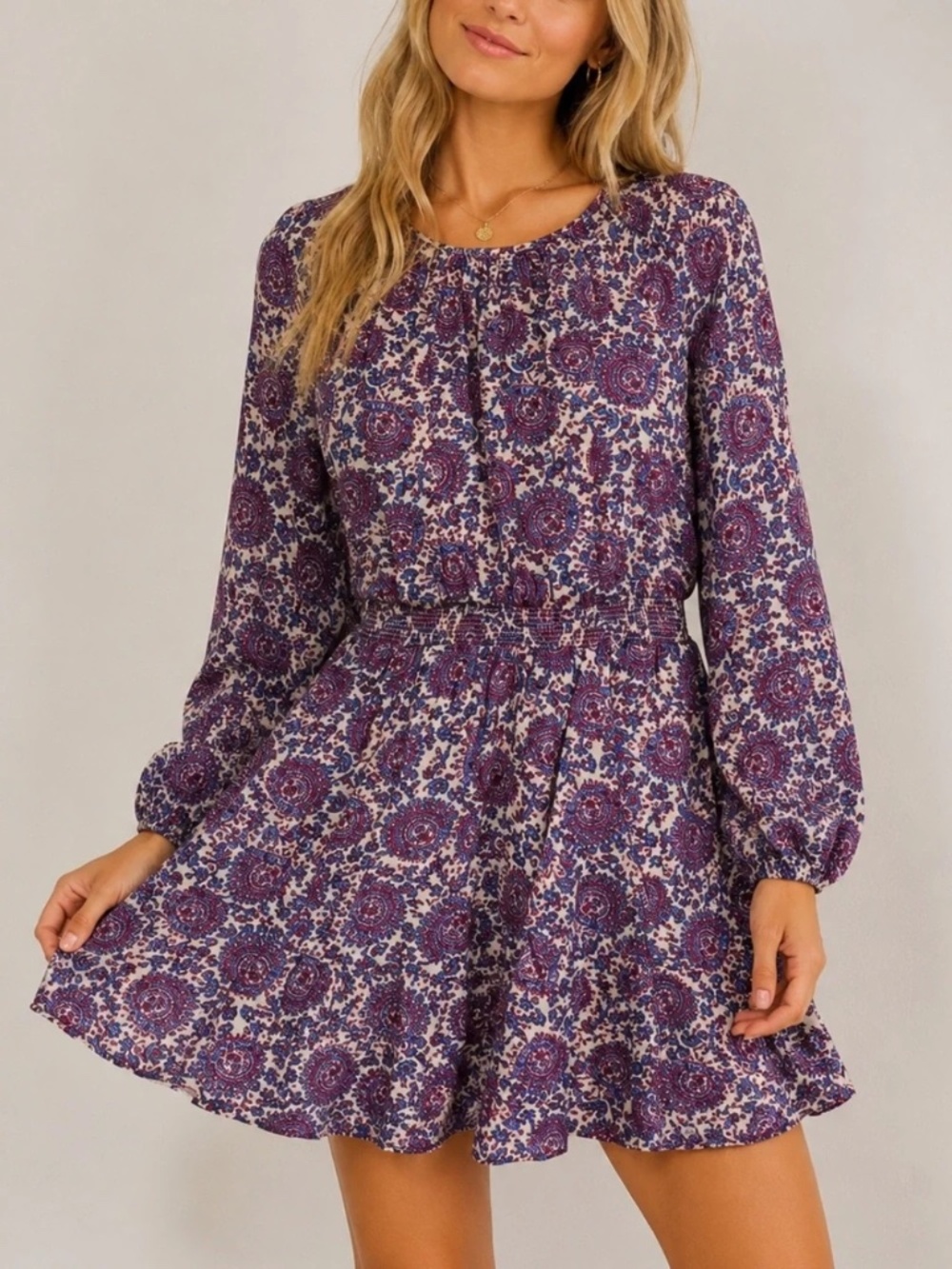 J.Crew Palermo Smocked-Waist Mini Dress XS Floral Linen